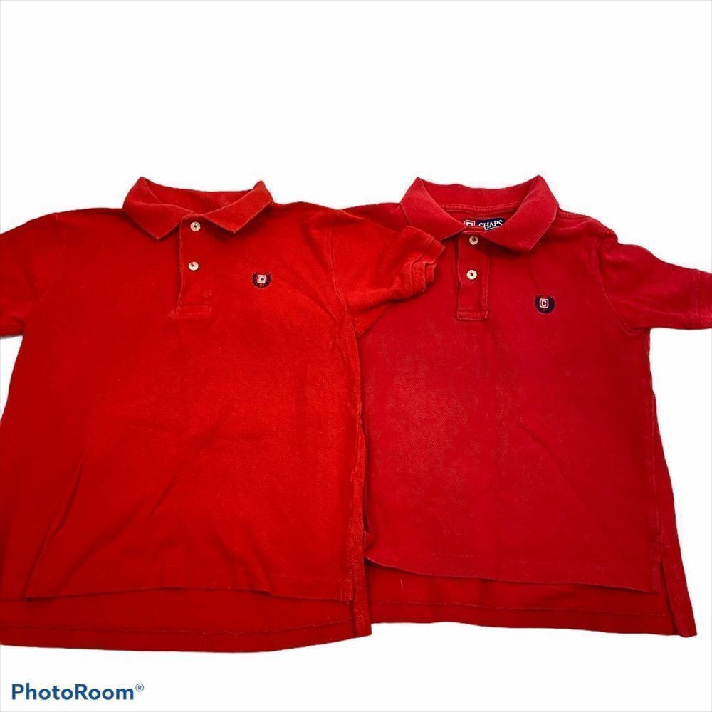 Lot of 2 Boys Chaps Red Polo Shirts Short Sleeve 5